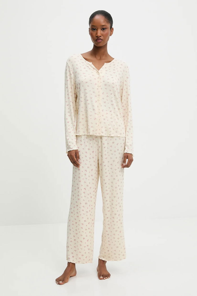 Answear Lab pijama culoarea bej