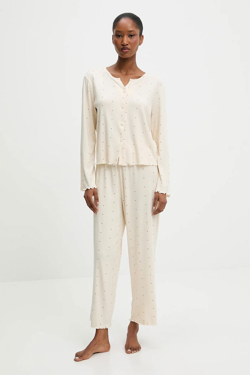 Answear Lab pijama culoarea bej