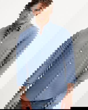 Tommy Jeans cămașă culoarea bleumarin, cu guler clasic, slim, DM0DM04405