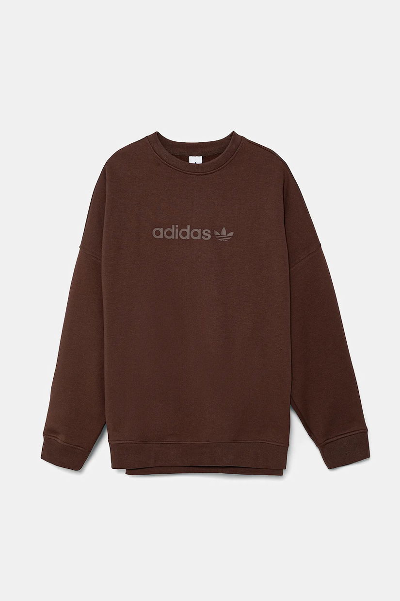 adidas Originals bluză Essentials culoarea maro, cu imprimeu, JW1018