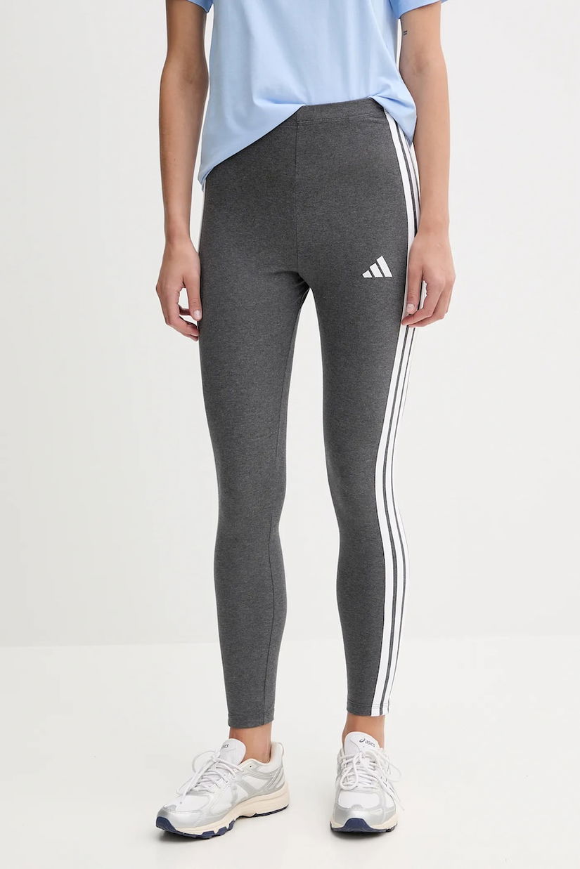 adidas colanți 3-Stripes culoarea gri, cu imprimeu, JZ3299