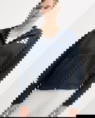 adidas bluză x Z.N.E culoarea bleumarin, cu glugă, cu imprimeu, JW5320