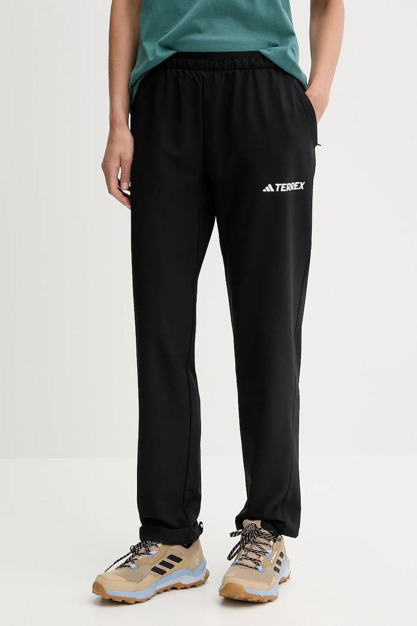 adidas TERREX pantaloni de exterior Liteflex culoarea negru, drept, medium waist, JF3693