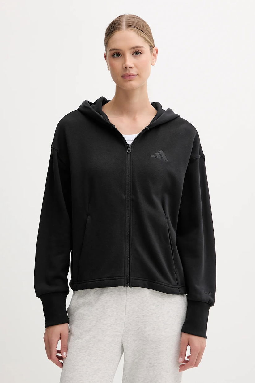 adidas hanorac de bumbac All SZN culoarea negru, cu glugă, cu imprimeu, JJ1251