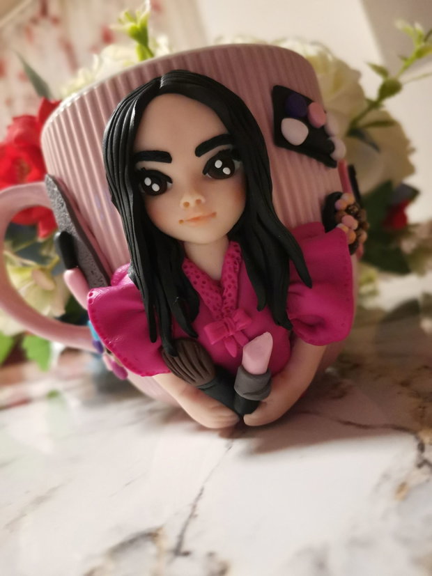 Cana personalizata fimo Beauty/MakeupArtist /Nailartist
