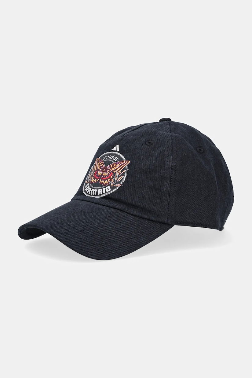 adidas șapcă de baseball din bumbac x Farm Rio culoarea negru, cu imprimeu, JN2681