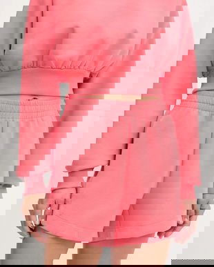 adidas pantaloni scurți All SZN culoarea portocaliu, uni, high waist, KD9767