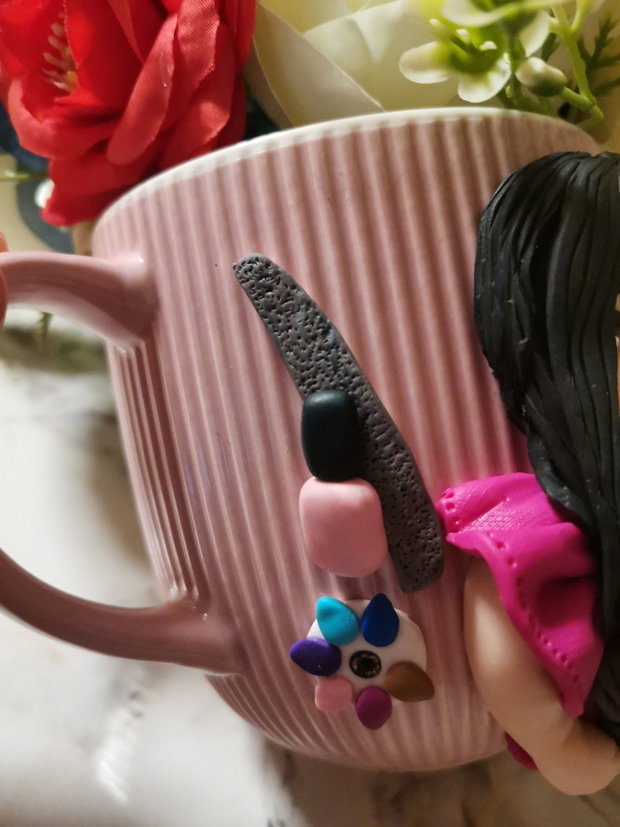 Cana personalizata fimo Beauty/MakeupArtist /Nailartist