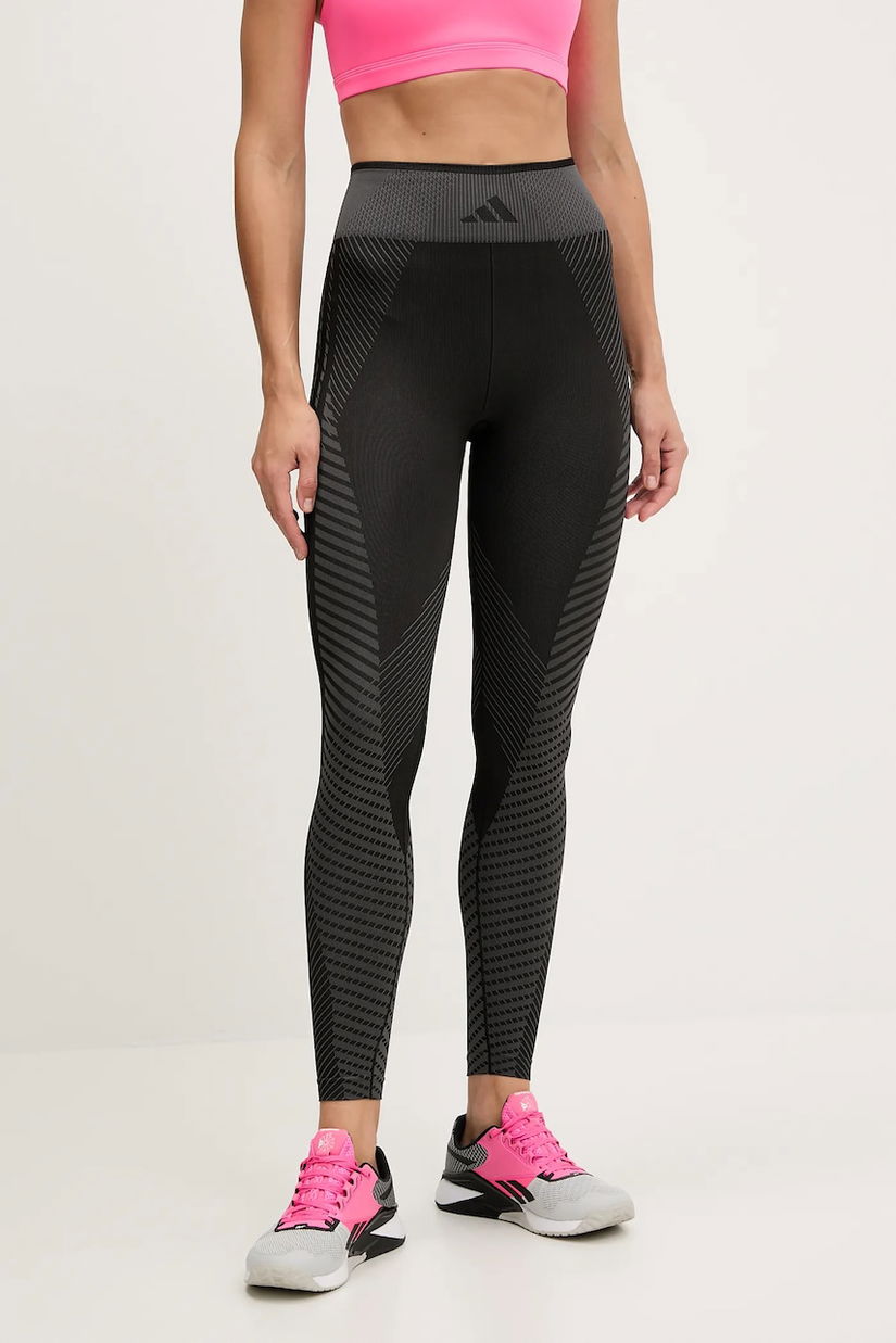 adidas Performance leggins de antrenament WORKOUT ESSENTIALS culoarea negru, cu imprimeu, JE8021