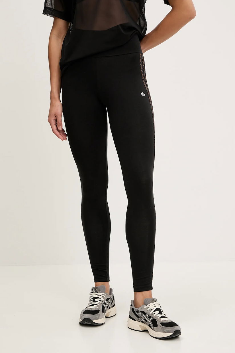 adidas Originals colanți culoarea negru, cu imprimeu, JW7307