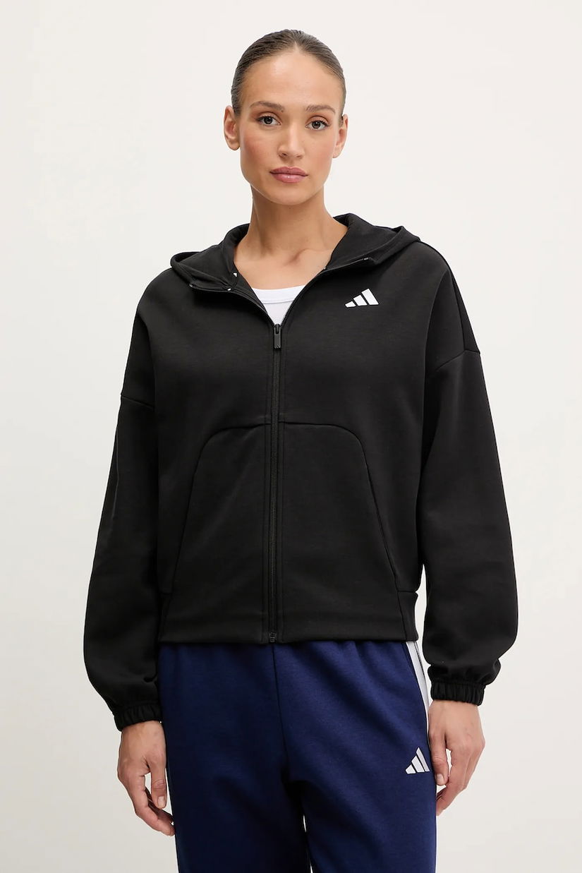 adidas bluză Future Icons culoarea negru, cu glugă, cu imprimeu, JE3989