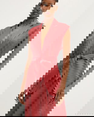 Karl Lagerfeld vestă culoarea rosu, un singur rand de nasturi, A3W14043