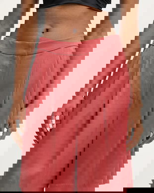 Karl Lagerfeld pantaloni scurți culoarea rosu, uni, high waist, A3W10097