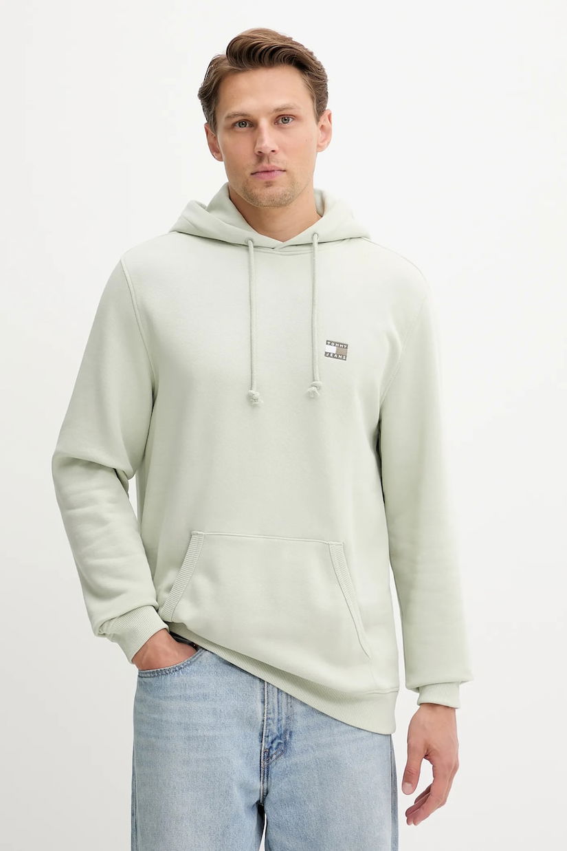 Tommy Jeans hanorac de bumbac bărbați, culoarea bej, DM0DM20258
