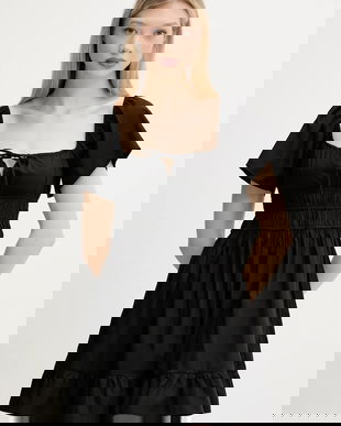 Tommy Jeans rochie din bumbac culoarea negru, mini, evazati, DW0DW20882