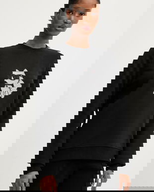 Karl Lagerfeld bluză IKON culoarea negru, cu imprimeu, A3W20066