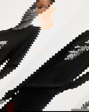 Karl Lagerfeld bluză IKON culoarea negru, cu imprimeu, A3W20069