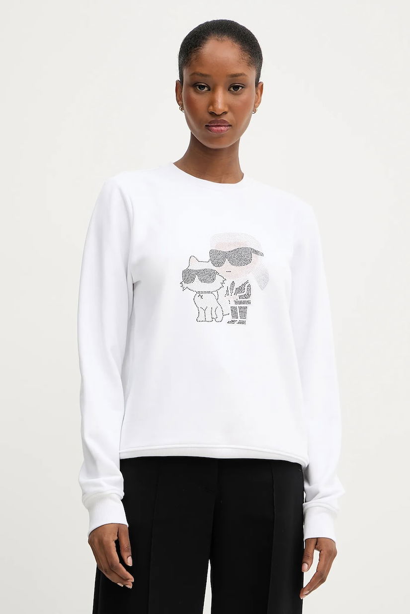 Karl Lagerfeld bluză culoarea alb, cu imprimeu, A3W20069