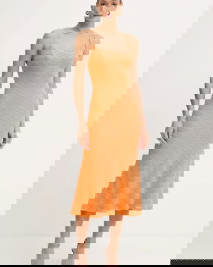 Bardot rochie ADONI culoarea portocaliu, maxi, mulata, 57998DB1