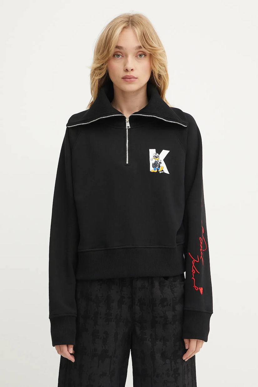 Karl Lagerfeld bluză KL X DISNEY culoarea negru, cu imprimeu, A3W20063