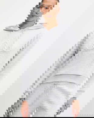 adidas bluză W CO RUFF HD culoarea gri, cu glugă, melanj, JX1326