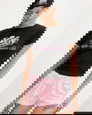 Juicy Couture compleu pijama JUICY SLEEPOVER CLUB SHORT PYJAMA SET culoarea negru, JCLPJ225501