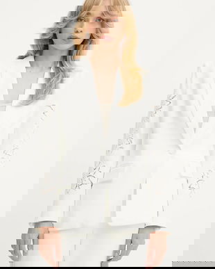 Morgan sacou culoarea alb, un singur rând de nasturi, neted, VAPLI