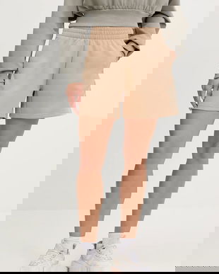 adidas pantaloni scurți Future Icons culoarea bej, cu imprimeu, high waist, JW7834