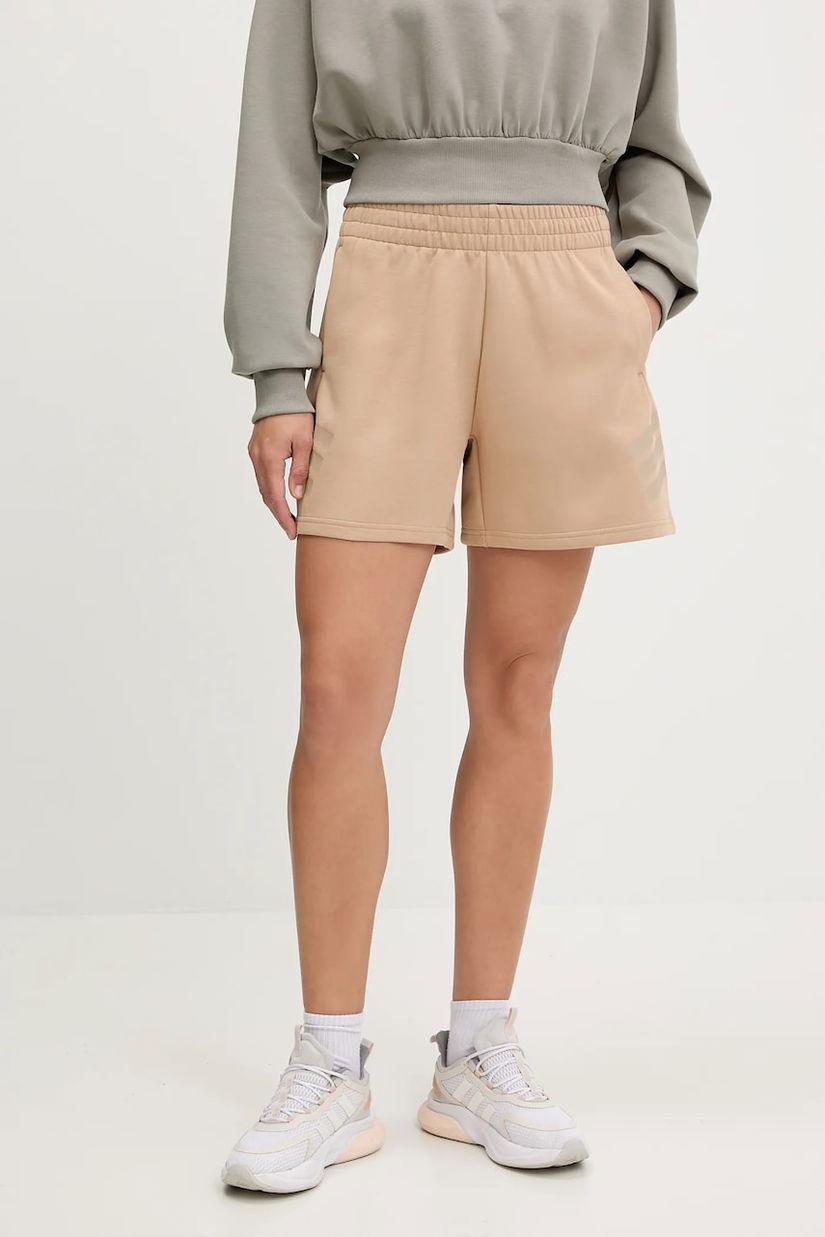 adidas pantaloni scurți Future Icons culoarea bej, cu imprimeu, high waist, JW7834