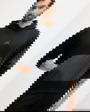 adidas bluză City Escape culoarea negru, cu glugă, cu imprimeu, JF3279