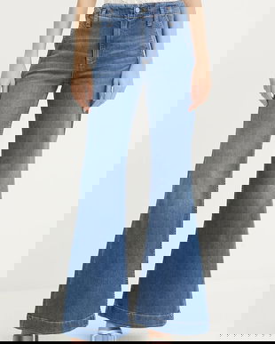 BOSS blugi din amestec de mătase high waist, 50542553