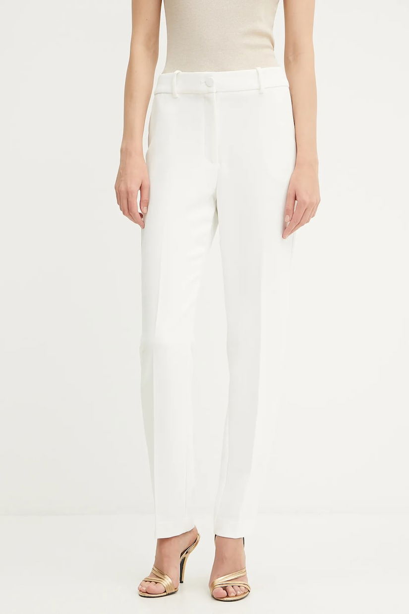 Morgan pantaloni culoarea alb, drept, high waist, PVAPLO