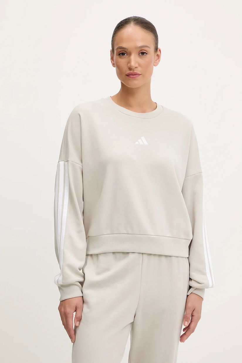 adidas bluză Essentials culoarea bej, cu imprimeu, JE0014