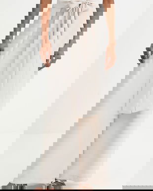 Answear Lab pantaloni culoarea bej, lat, high waist