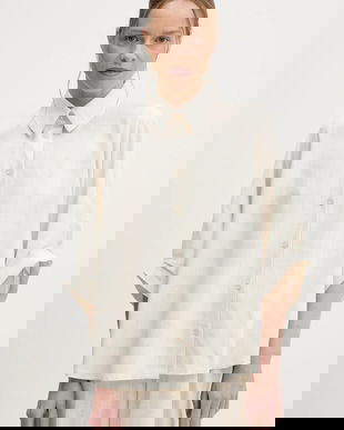 Answear Lab cămașă de in culoarea bej, cu guler clasic, relaxed