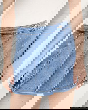 Answear Lab fustă și pantaloni denim neted, high waist