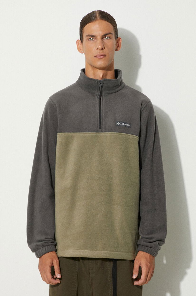 Columbia hanorac fleece Steens Mountain Half Zip culoarea gri, neted, 1620191