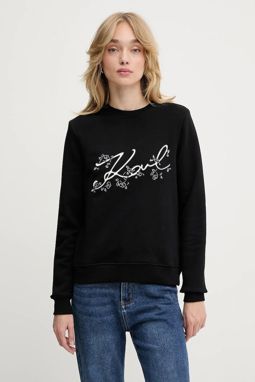 Karl Lagerfeld bluză culoarea negru, cu imprimeu, A3W20010