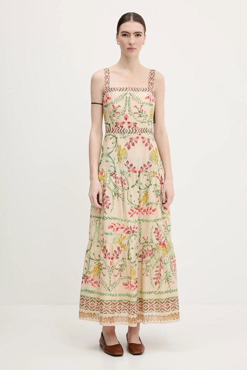 Pedro del Hierro rochie din bumbac culoarea bej, maxi, drept