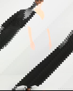 Answear Lab salopeta culoarea negru, cu decolteu in v