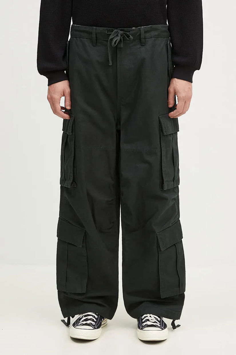 Vans pantaloni de bumbac Premium Classics LX Baggy Cargo Pant culoarea verde, drept, VN000HMYD6P1