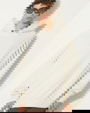 Vans hanorac de bumbac Premium Classics LX Hoodie Fleece barbati, culoarea bej, cu glugă, neted, VN000GZ189F1