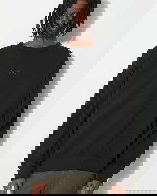 Vans hanorac de bumbac Premium Standards Crew Fleece LX barbati, culoarea negru, neted, VN000GBWBLK1