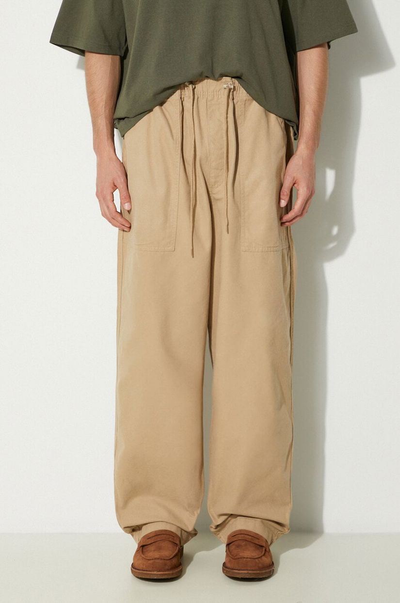 Vans pantaloni de bumbac Premium Classics LX Easy Trouser culoarea bej, VN000GZ2SQ71