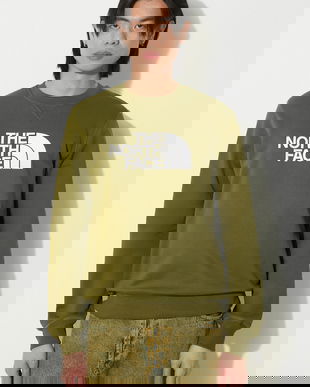 The North Face hanorac de bumbac M Drew Peak Crew barbati, culoarea verde, cu imprimeu, NF0A4SVRPIB1