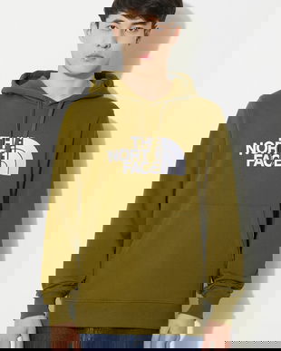 The North Face hanorac de bumbac M Light Drew Peak Pullover Hoodie barbati, culoarea verde, cu glugă, cu imprimeu, NF00A0TEPIB1