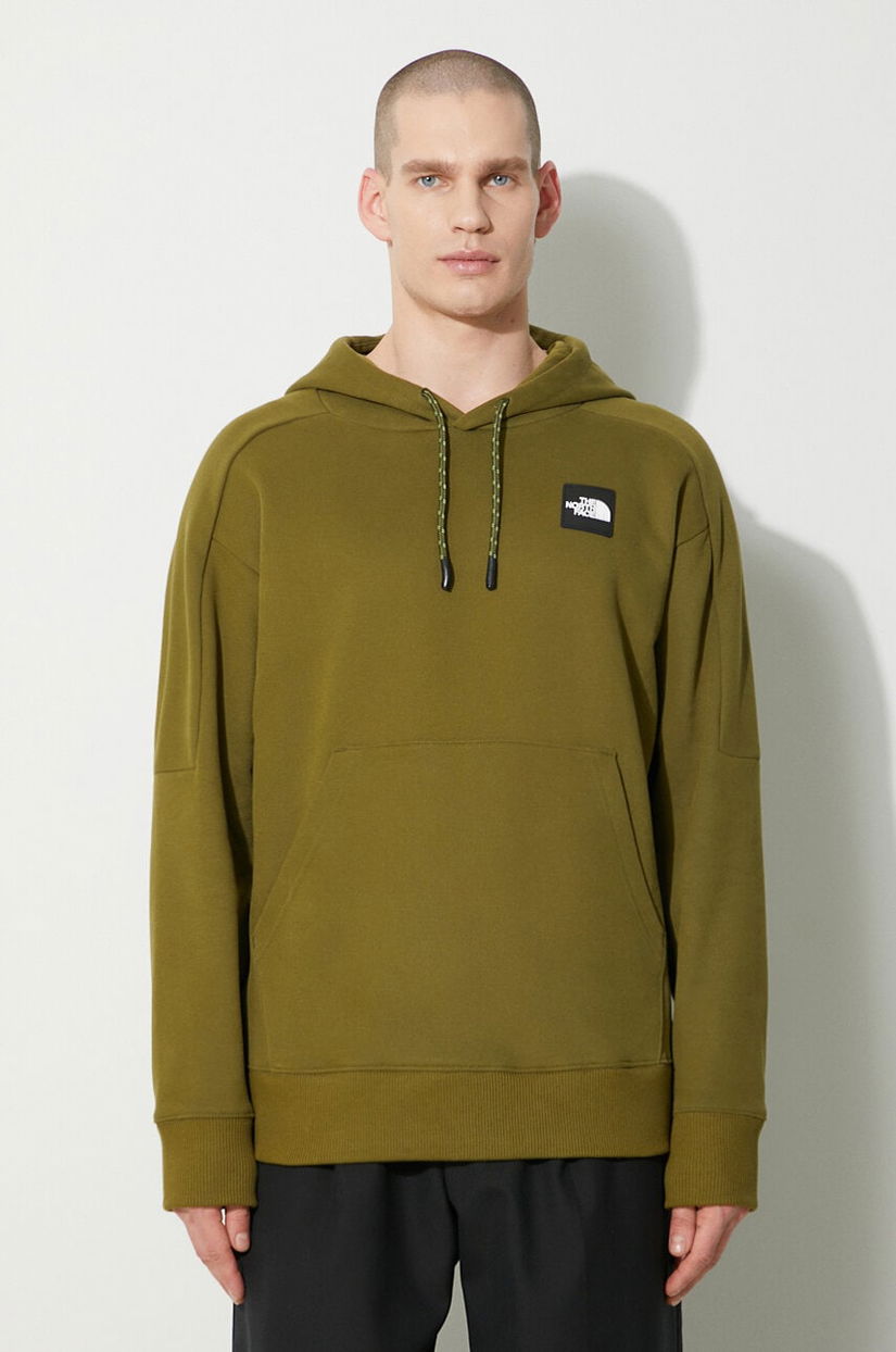 The North Face hanorac de bumbac U The 489 Hoodie bărbați, culoarea verde, cu glugă, cu imprimeu, NF0A87D7PIB1