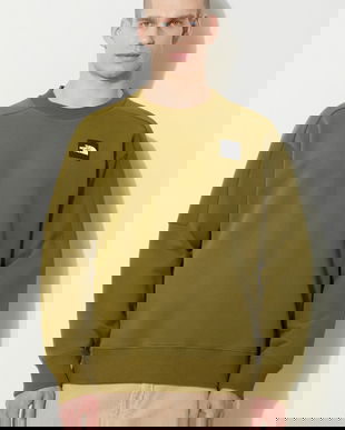 The North Face hanorac de bumbac U The 489 Crew bărbați, culoarea verde, cu imprimeu, NF0A87D8PIB1