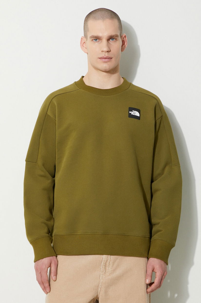 The North Face hanorac de bumbac U The 489 Crew bărbați, culoarea verde, cu imprimeu, NF0A87D8PIB1