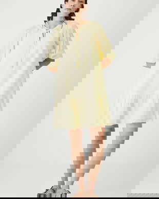 Medicine rochie din bumbac culoarea bej, mini, oversize